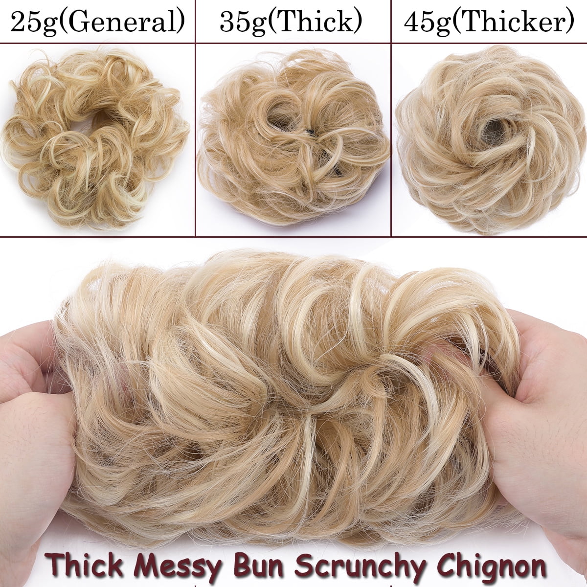 Scrunchies Hair Piece Hair Extensions Synthetic Hair Donut Updo Fake Ponytail Extensions For Women Red/Purple/Blue/Pi... - Image 4