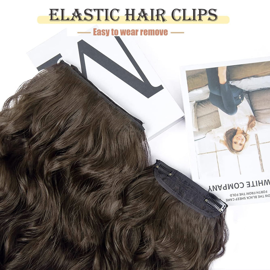 Brown Clip in Hair Extensions 23 Inch 4pcs Long Wavy Hair Extensions Double Weft Synthetic Hairpieces for Women - Image 5