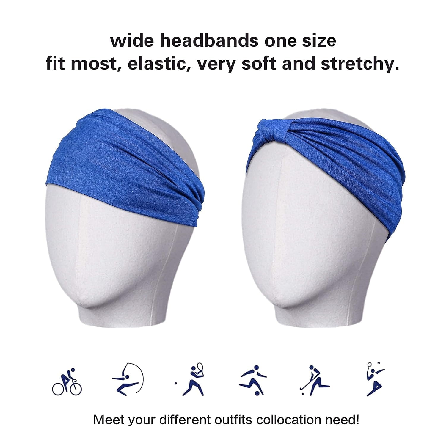 6 Pack Wide Headbands for Women Non Slip Soft Elastic Hair Bands Yoga Running Sports Workout Gym Head Wraps, Knotted ... - Image 2