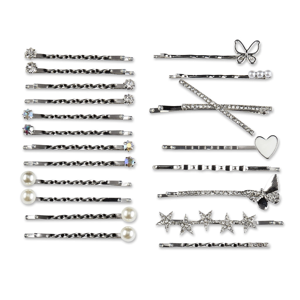 Scunci Pearl and Crystal Embellishment Bobby Pins, Silver, 20 Count - Image 2