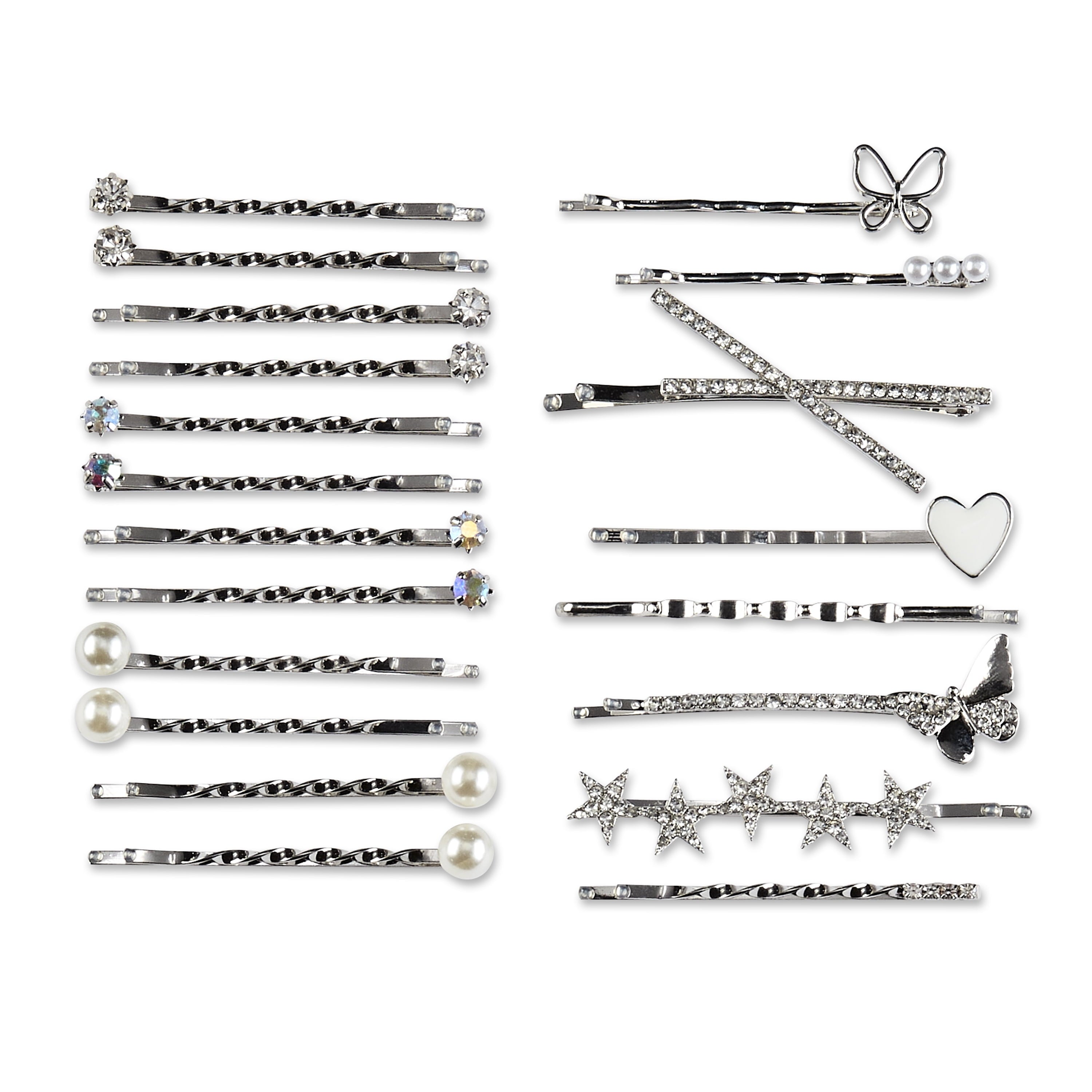 Scunci Pearl and Crystal Embellishment Bobby Pins, Silver, 20 Count - Image 2