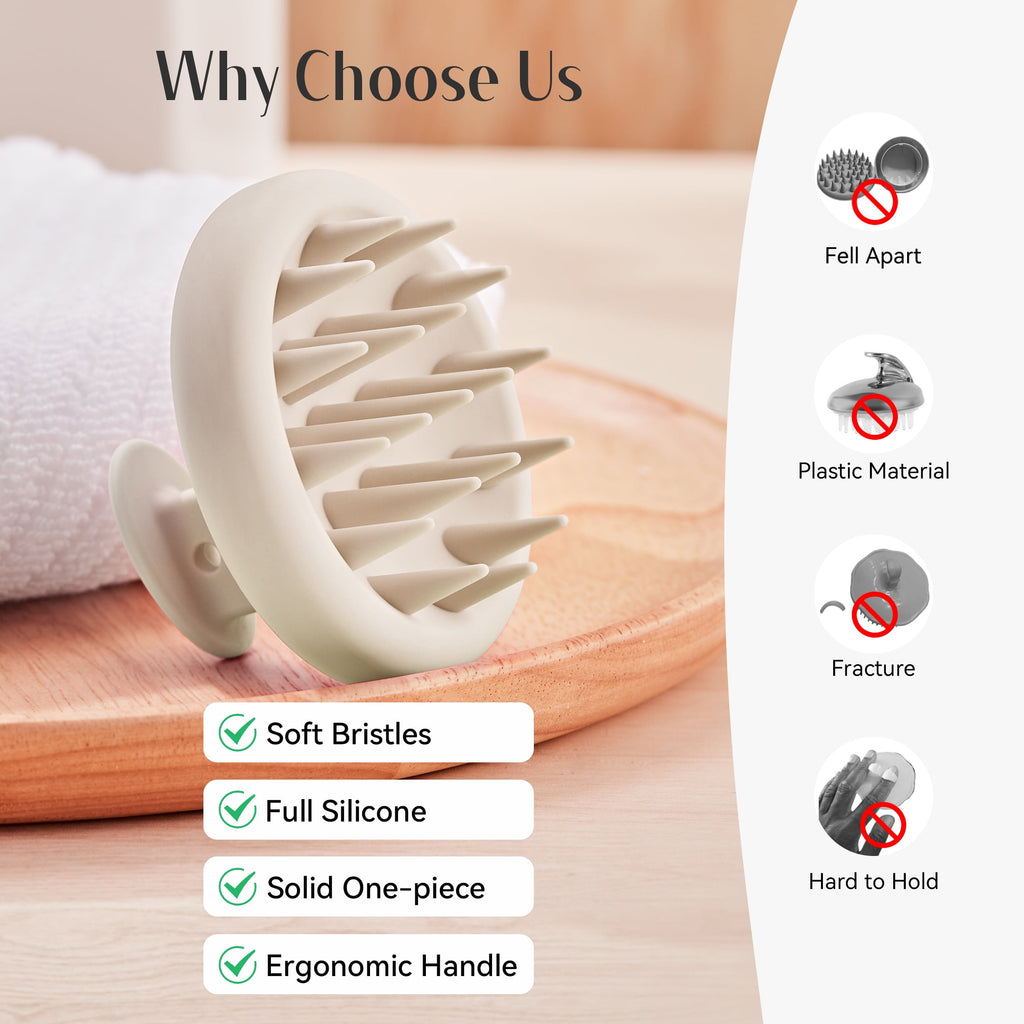 Hair Growth, Exfoliator for Dandruff Removal & Relaxation, Shampoo Brush Fit Wet Dry Hair Use, Beige - Image 4