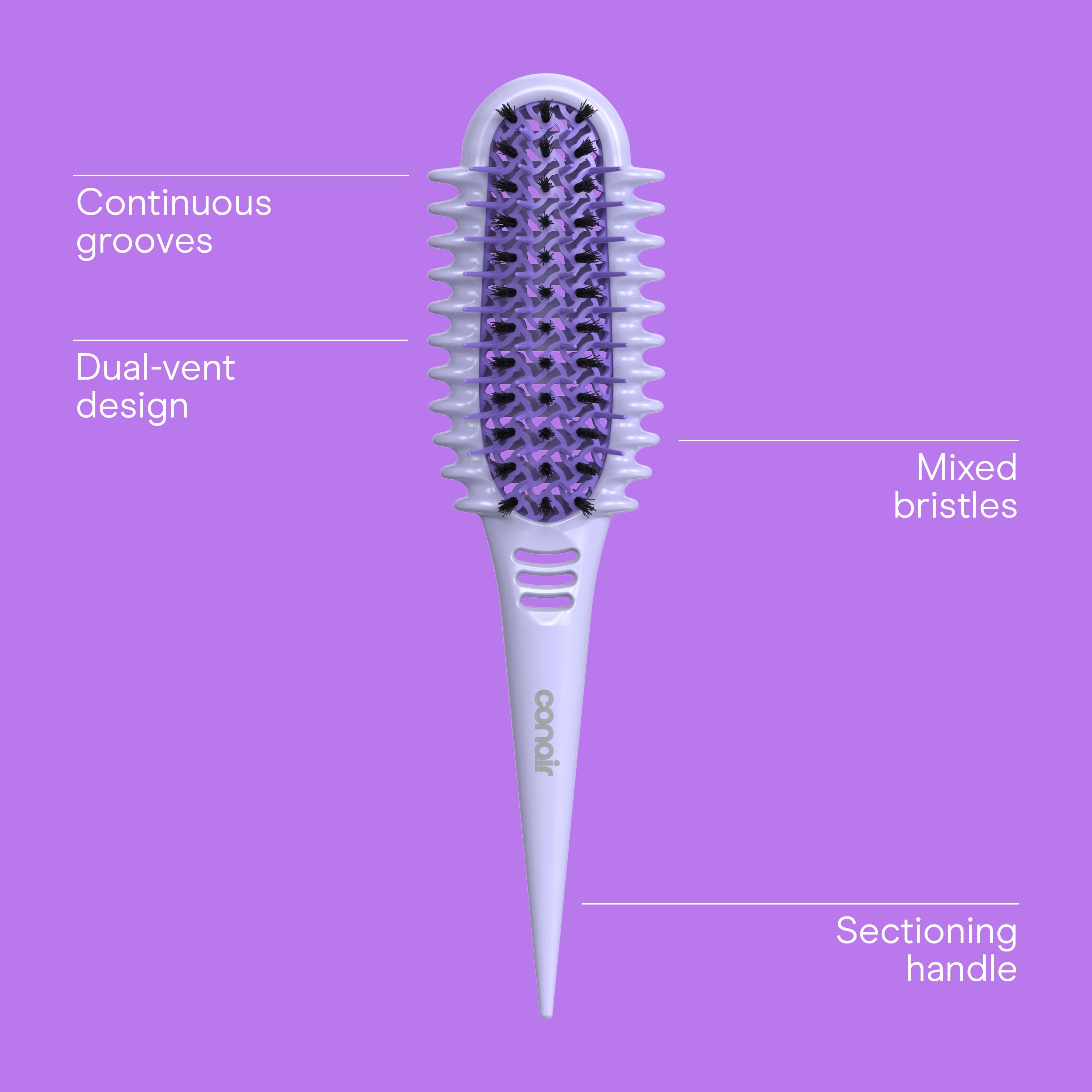Pro Detangler Hair Brush, Purple, Frizz-free Detangling, 1 Count - Image 2