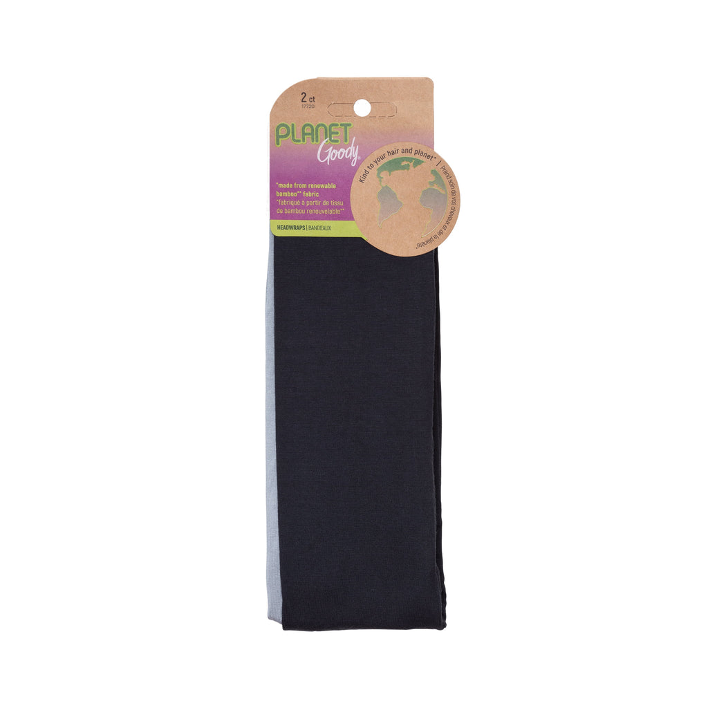 Planet Goody Headwraps, Recycled Materials, Comfortable Fit, Black & Grey, 2 Count - Image 3