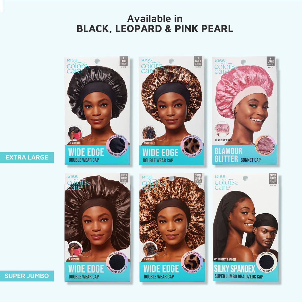 Silky Satin Reversible Hair Bonnet Cap, Wide Edge, XL, Black - Image 6