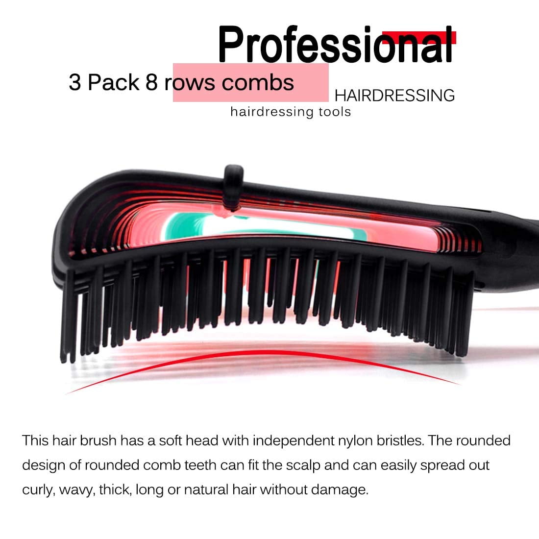 3 Pack Hair Detangler Brush for Afro America/African Hair Textured 3a to 4c Kinky Wavy/Curly/Coily/Wet/Dry/Oil/Thick/... - Image 5
