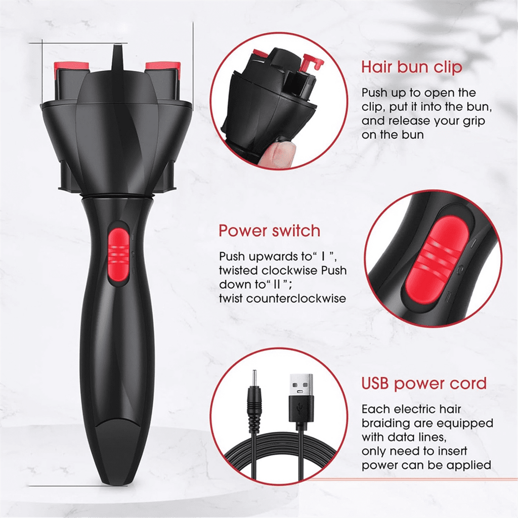 1 set x automatic hair braider machine-Black - Image 3