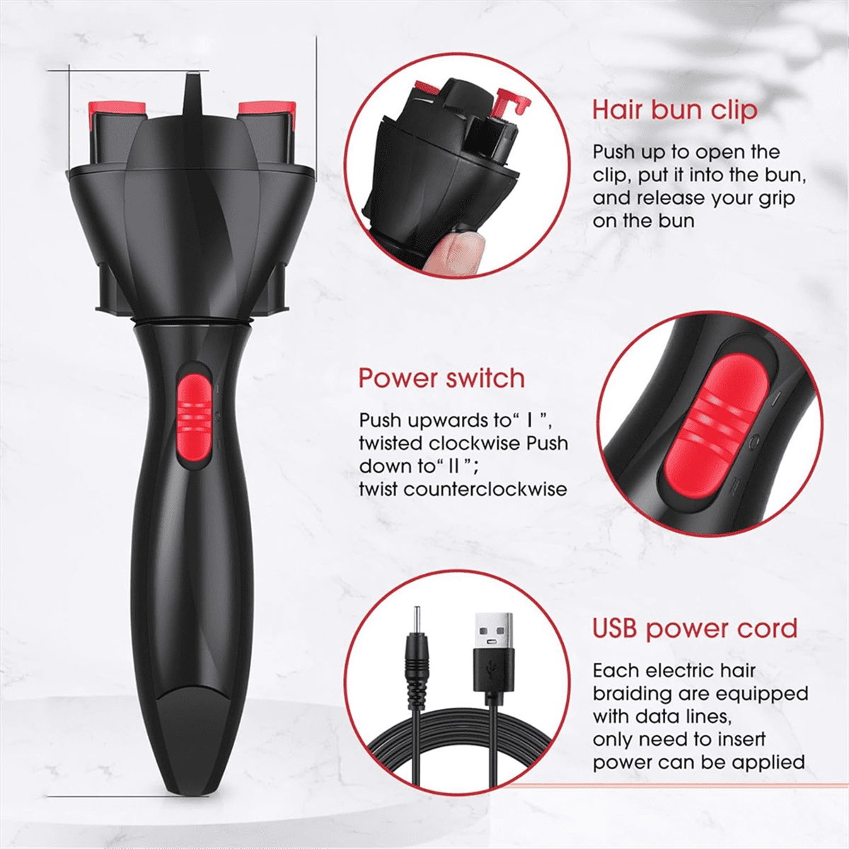 1 set x automatic hair braider machine-Black - Image 3