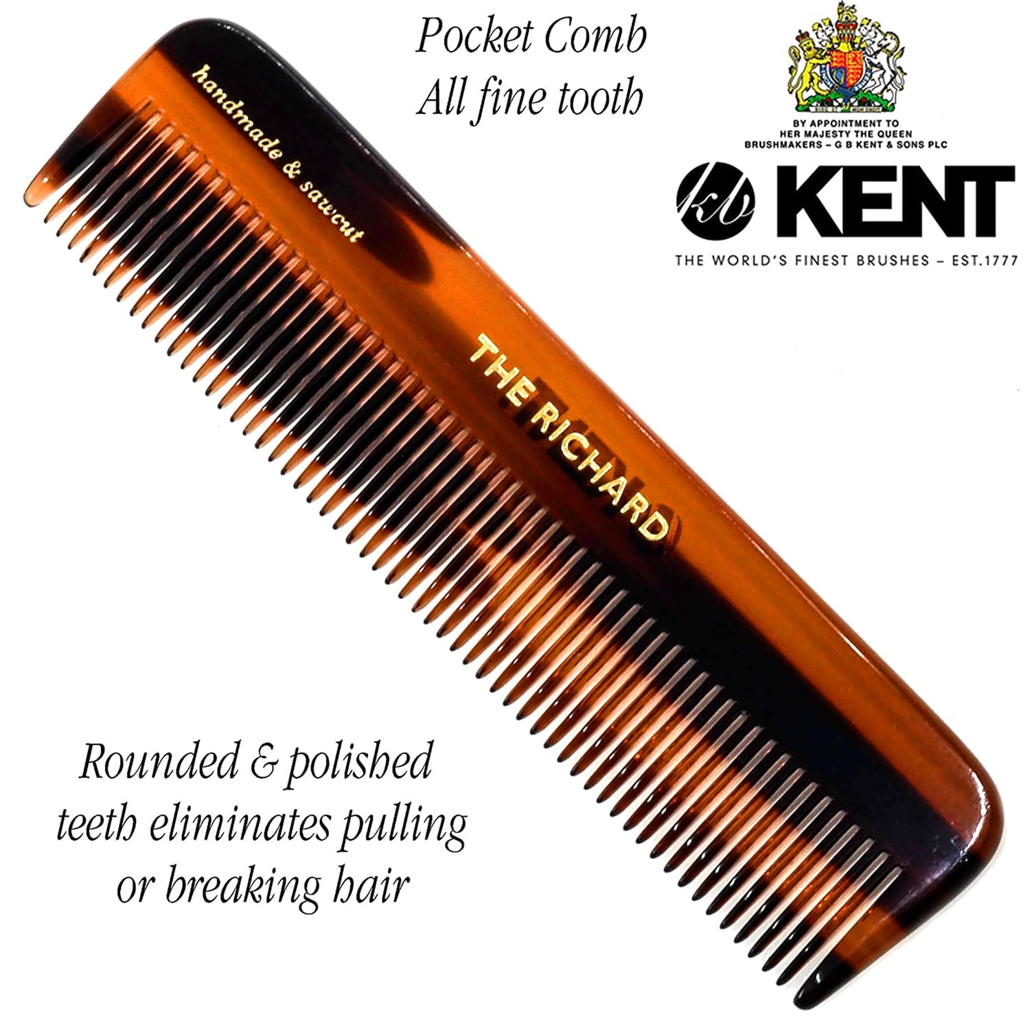 A Handmade All Fine Tooth Saw Cut Beard Comb - Pocket and Travel Comb - Styling Comb or Wet Comb for Fine or Thinning... - Image 4