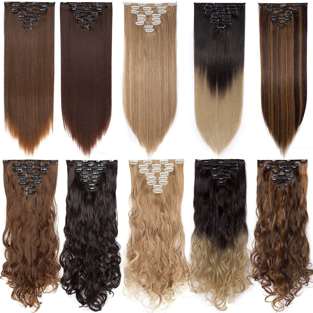 Benehair Clip in Hair Extensions Full Head Long Thick 8 Pieces Hair 18 Clips Curly Wavy Straight Hairpieces 100% Real Natural as Human Best - Image 5