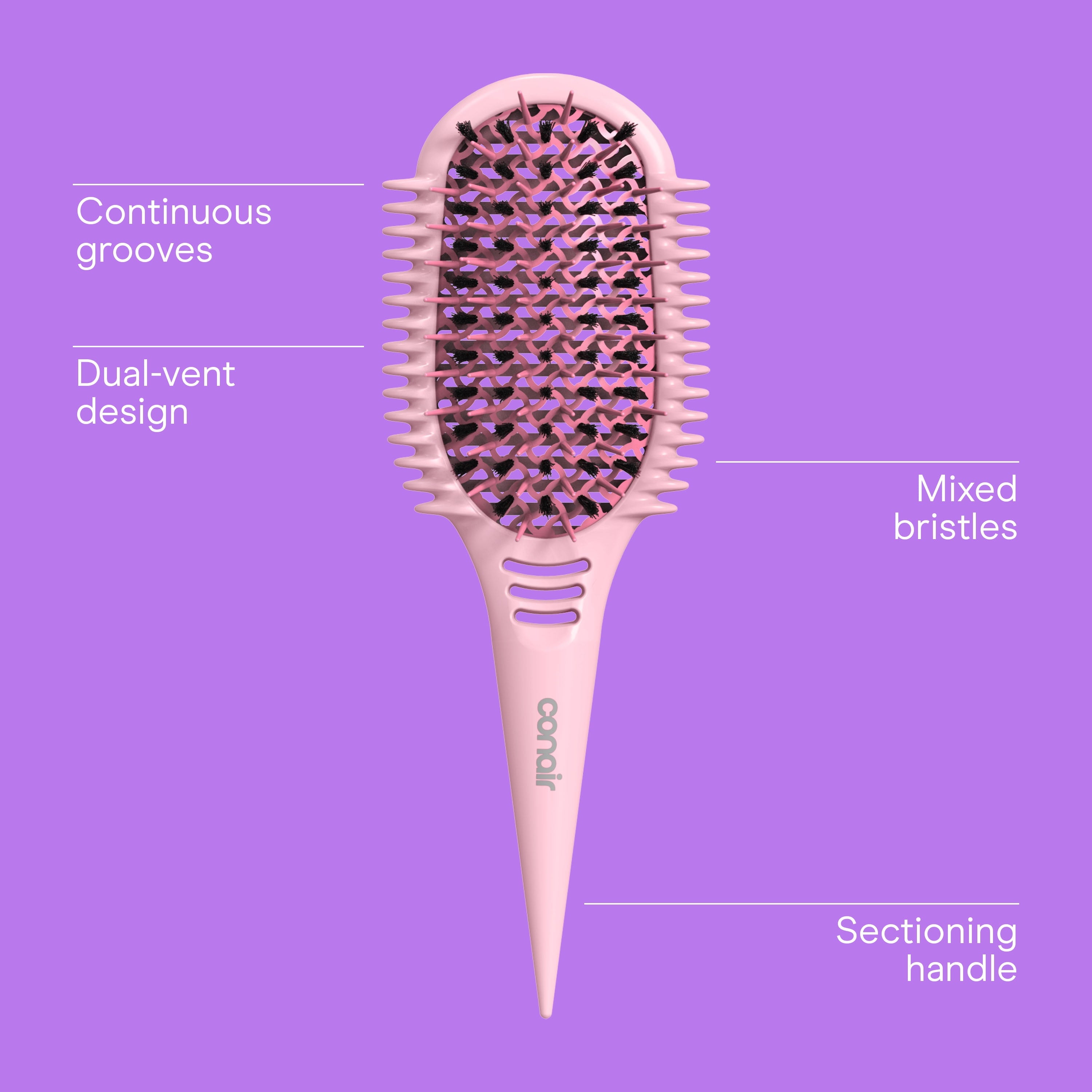 Conair Curl Define Pro Detangler Hair Brush, Pink, Frizz-free Detangling, 1 Count - Image 2
