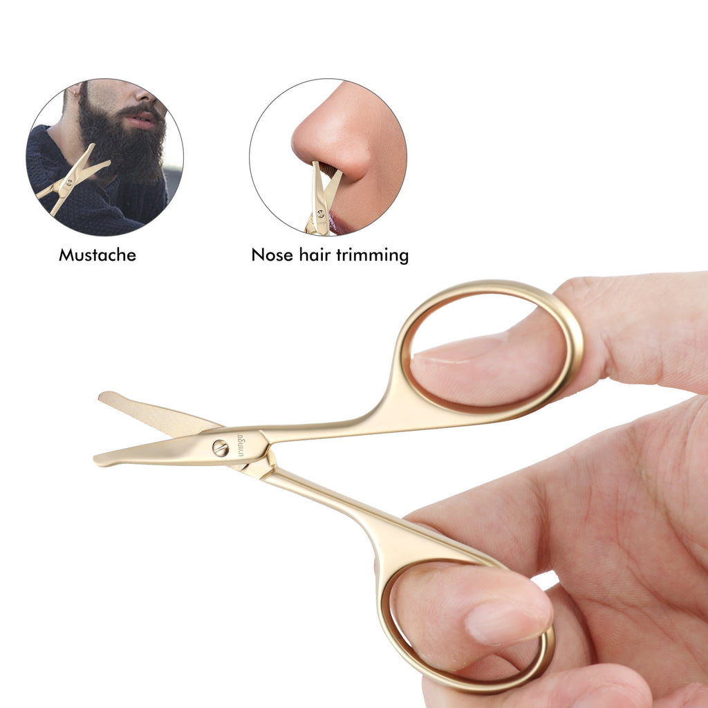 LIVINGO Nose Hair Scissors for Men Safety Curved Rounded Tip Stainless Steel, 3.75 inches Gold - Image 3