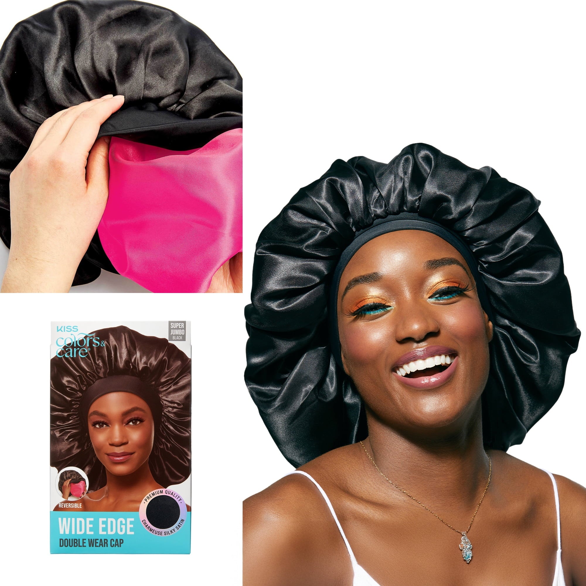 Hair Bet Cap, Wide Edge, Super Jumbo, Black - Image 2
