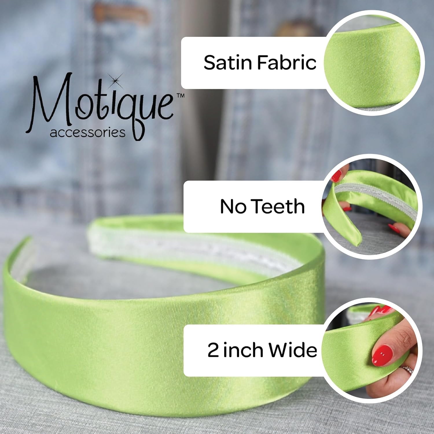 Black 2 inch Wide Satin Hard Headband with No Teeth Head Band for Women and Girls - Image 4