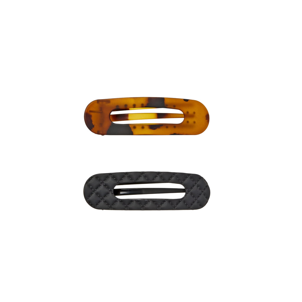 Scunci by Conair Flat Claw Clips, Quilted Black & Tortoiseshell, 2 Count - Image 6