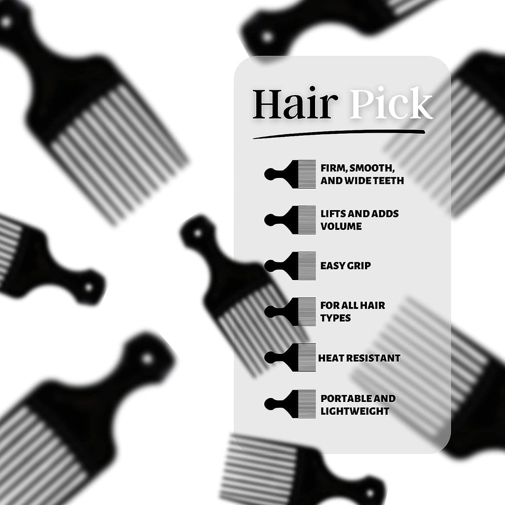 Plastic Hair Pick Comb Wide Tooth Afro Lift Picks - Pack of 10 Combs - 5.25 Inch - for Hair Styling Lifting Detanglin... - Image 4