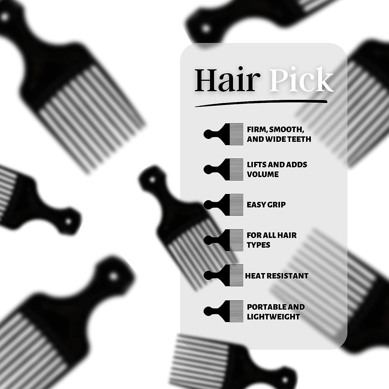 Plastic Hair Pick Comb Wide Tooth Afro Lift Picks - Pack of 10 Combs - 5.25 Inch - for Hair Styling Lifting Detanglin... - Image 4