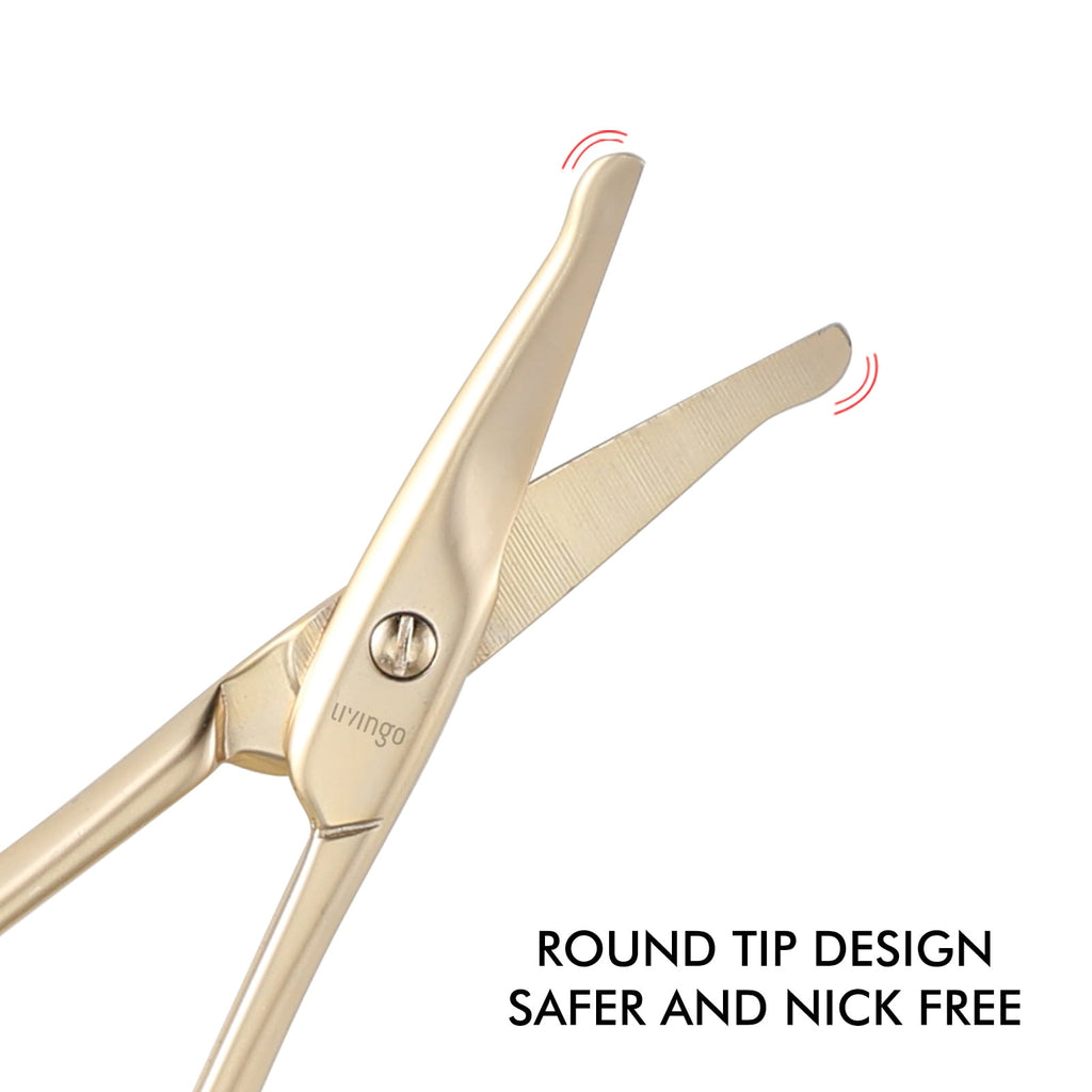 LIVINGO Nose Hair Scissors for Men Safety Curved Rounded Tip Stainless Steel, 3.75 inches Gold - Image 4