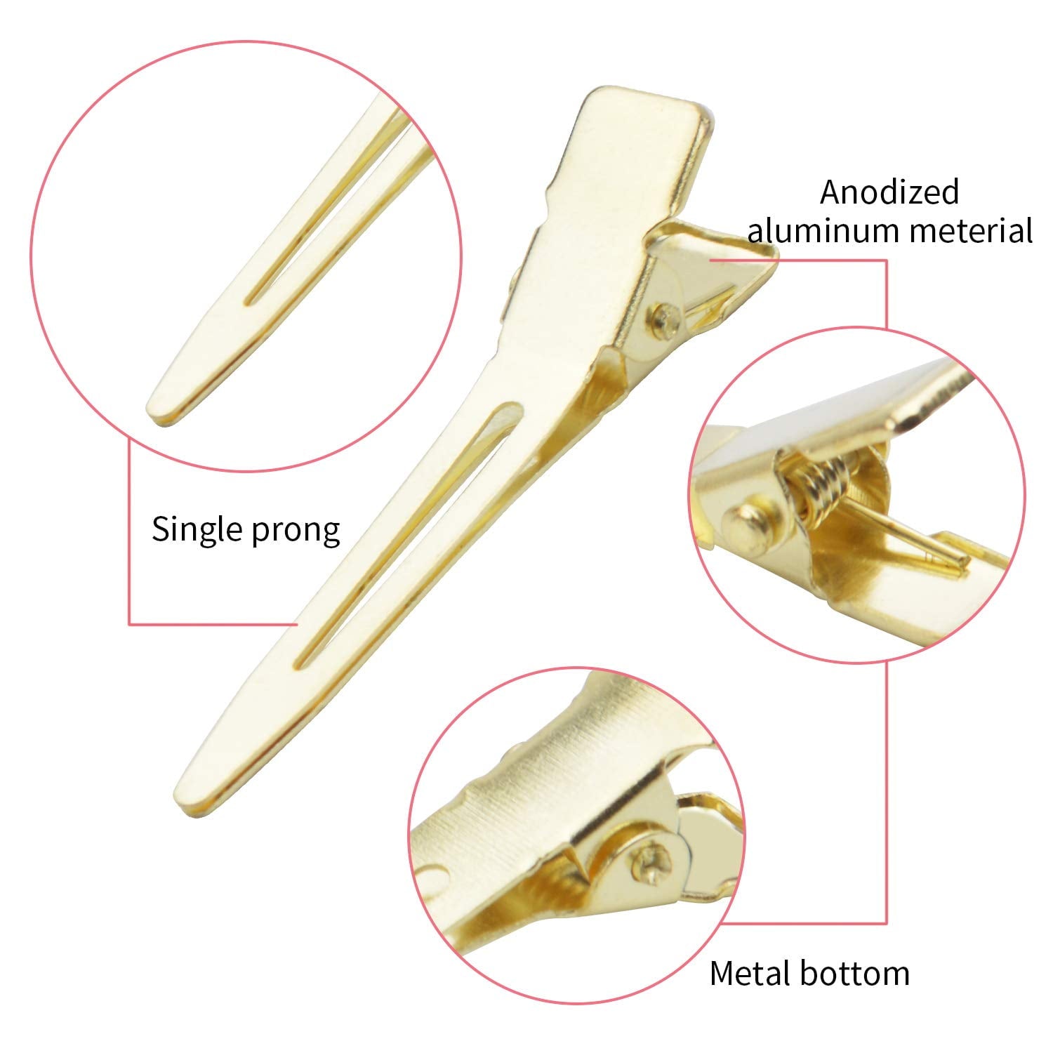 100pcs 4.5cm Prong Clips Gold Curl Pins Duckbill Section Clips for Hair Extensions Styling Crafting - Image 5