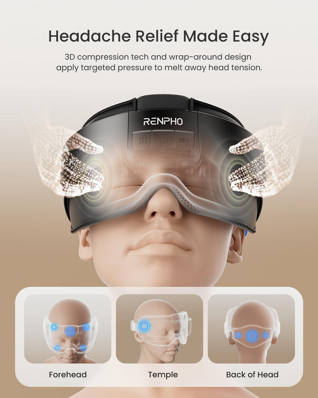 Head & Eye Massager, Eligible , Valentines Day Gifts for Women Men, Headache Massager for Forehead, Occiput and Templ... - Image 4