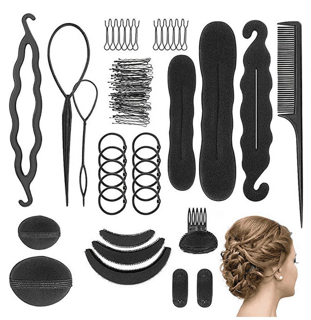 83 Pcs Hair Braiding Tool, Hair Styling Tool Kit Updo Ponytail Maker Accessories Topsy Hair Braid Kit