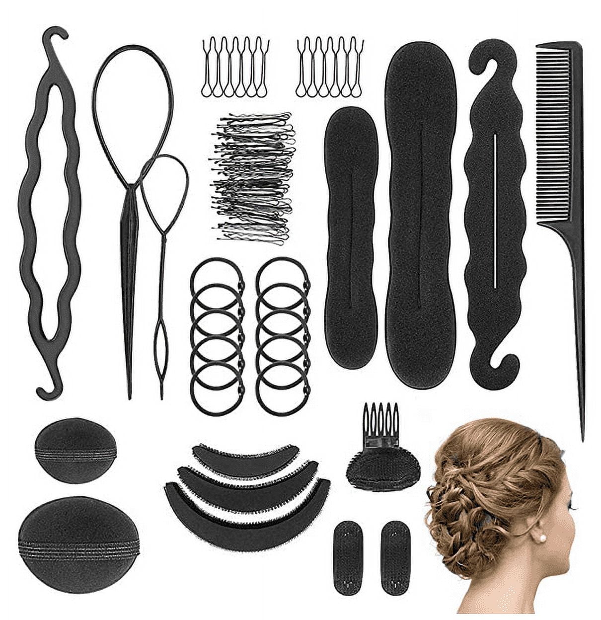 83 Pcs Hair Braiding Tool, Hair Styling Tool Kit Updo Ponytail Maker Accessories Topsy Hair Braid Kit