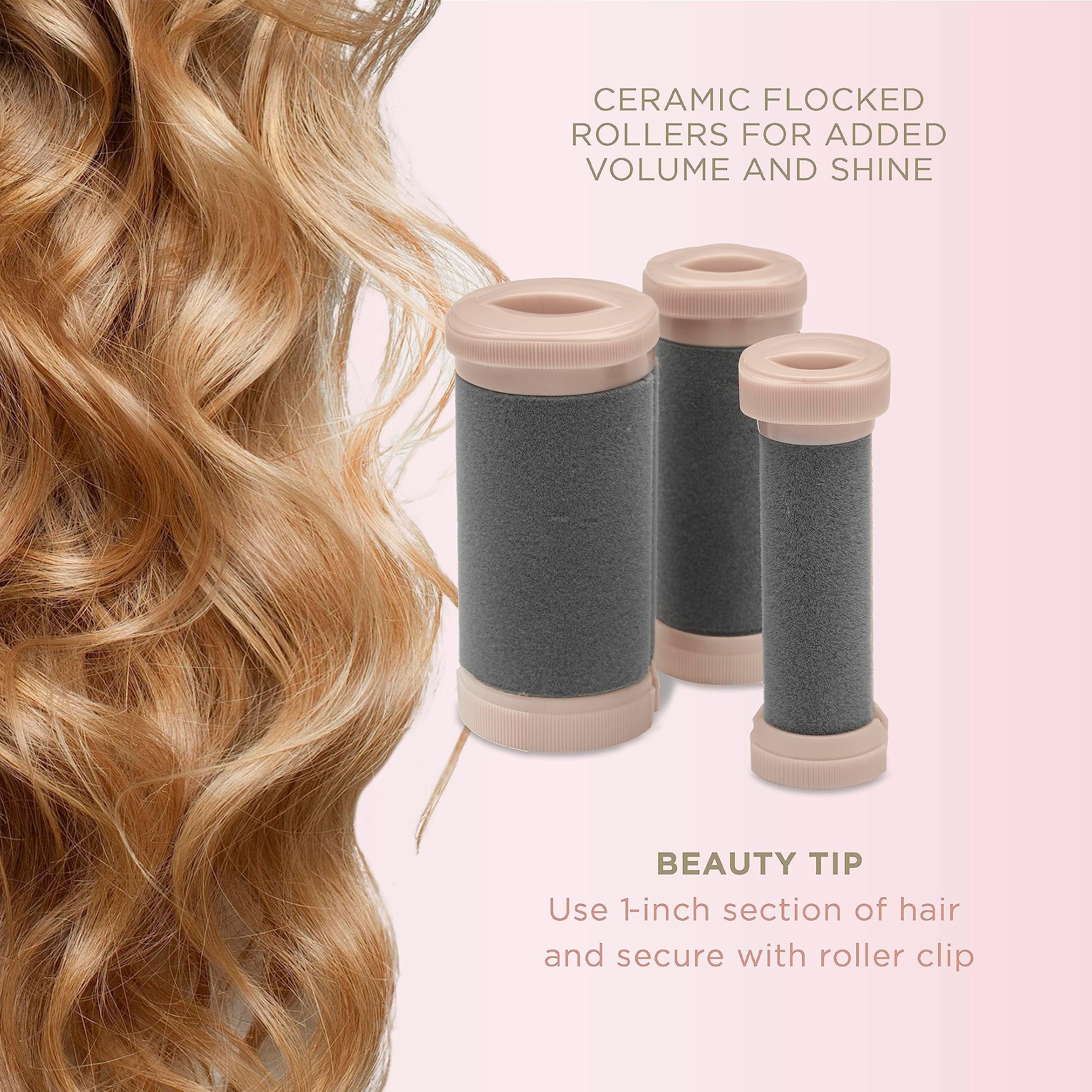 Infiniti Pro by Conair Ceramic Flocked Hot Rollers for Women, 20 Assorted Hair Curlers with Clips, 85-Second Heat-Up, For Long, Medium, and - Image 2