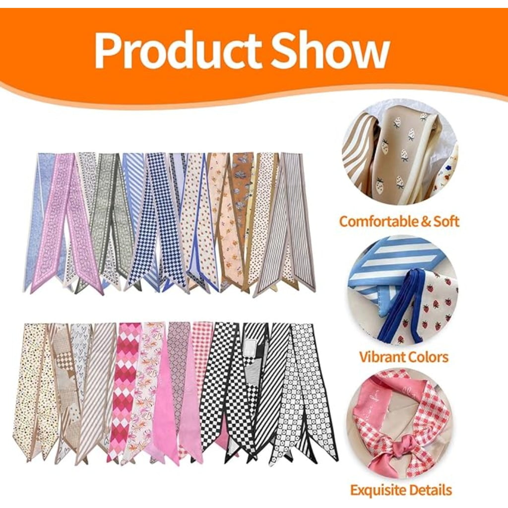 24PCS Fashion Headscarf for Women Multifunctional NeckHeadscarf Purse Scarf Headbands for Bags Hair Accessories - Image 6