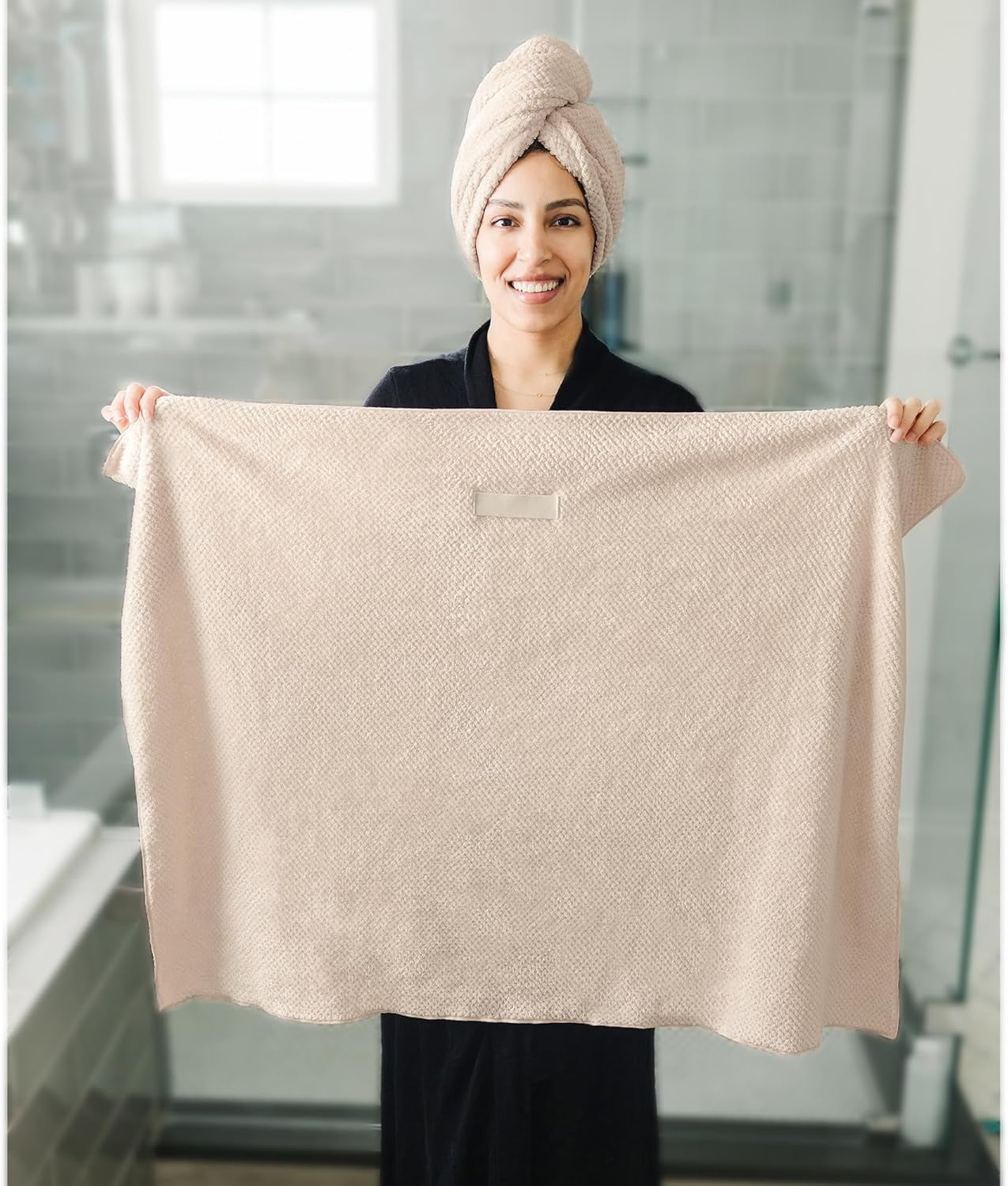 2 Large Microfiber Hair Towels for Women, Super Absorbent & Quick Dry Hair Towel Wrap for Curly Hair Long & Short Hai... - Image 2