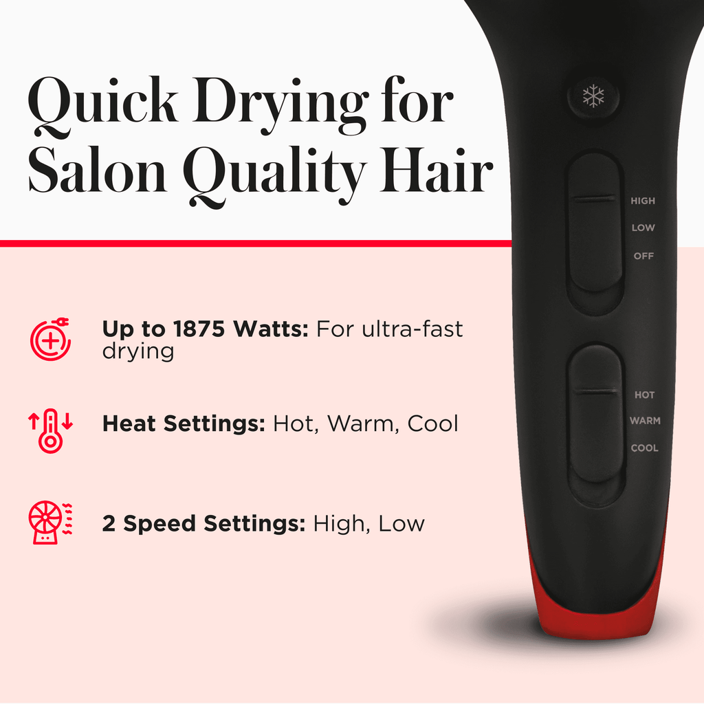 Oil-Infused Ceramic Hair Dryer with Diffuser, Black - Image 6