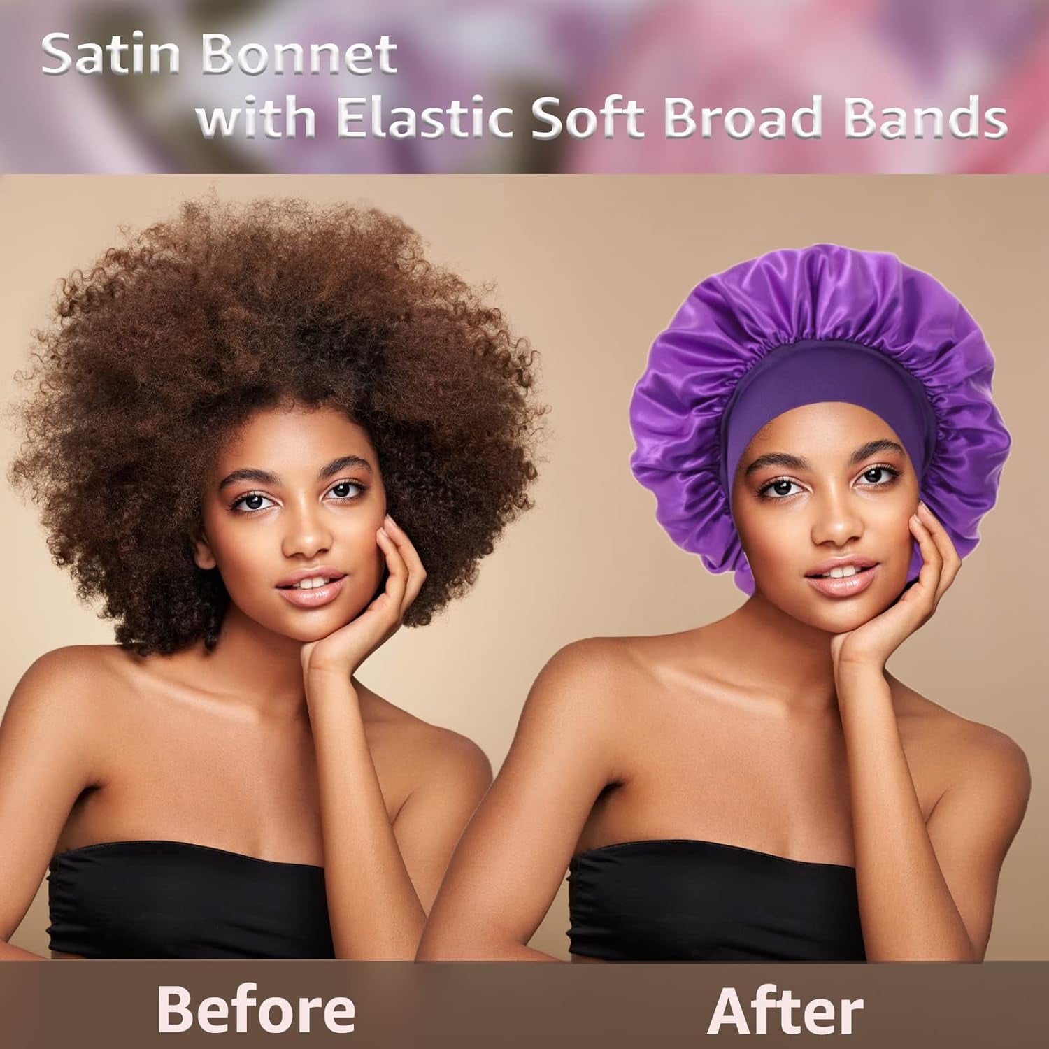 Bet Set , Wide Band Satin Hair Cap for Women with Curly, Braided or Natural Hair , Super Soft Nighttime Hair Protection - Image 5