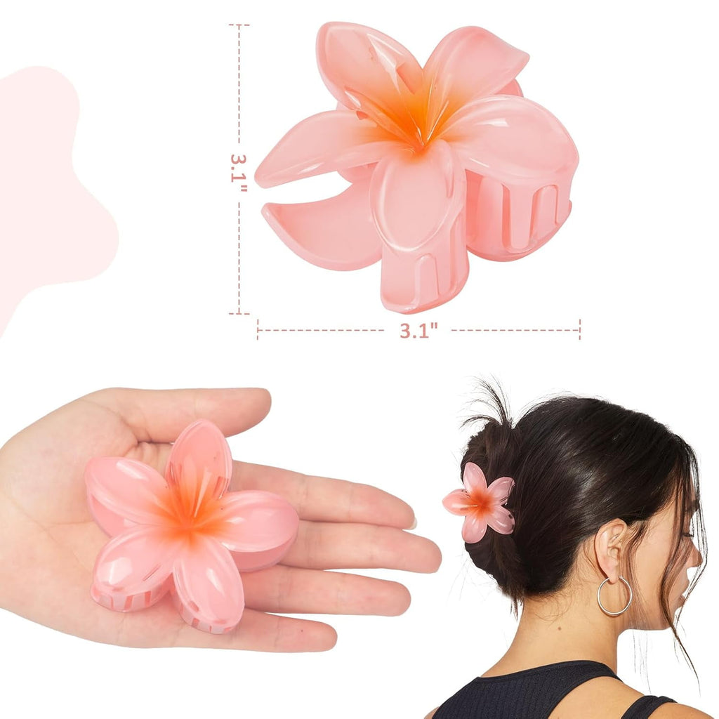 6 Pack Flower Hair Claw Clips for Women, Hawaiian Plumeria Hair Clips, Cute Tropical Beach Hair Accessories - Image 4