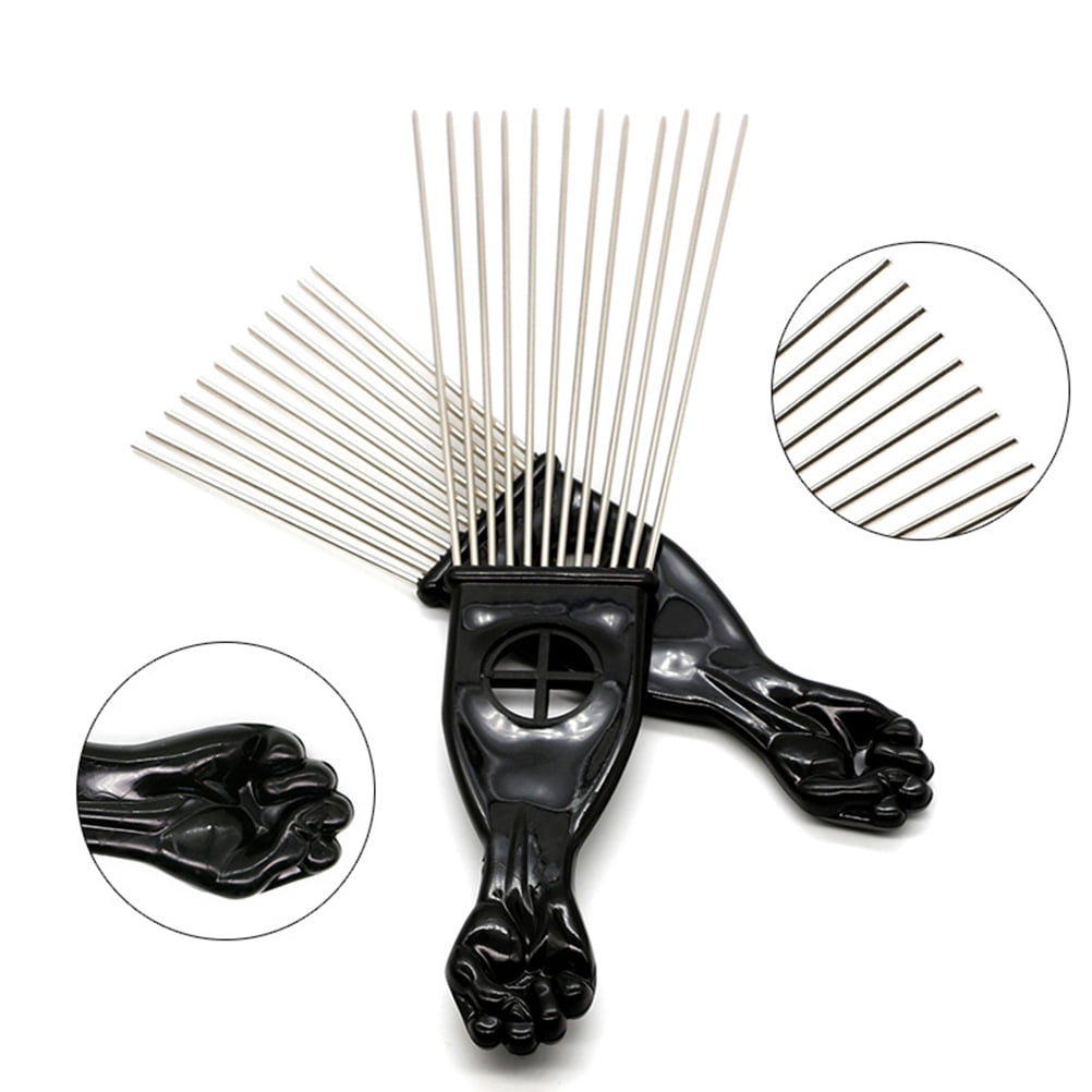 Metal Comb Pick Hair Afro Picks Steel Beard Smooth Fork Detangle Male Wide Tooth - Image 4