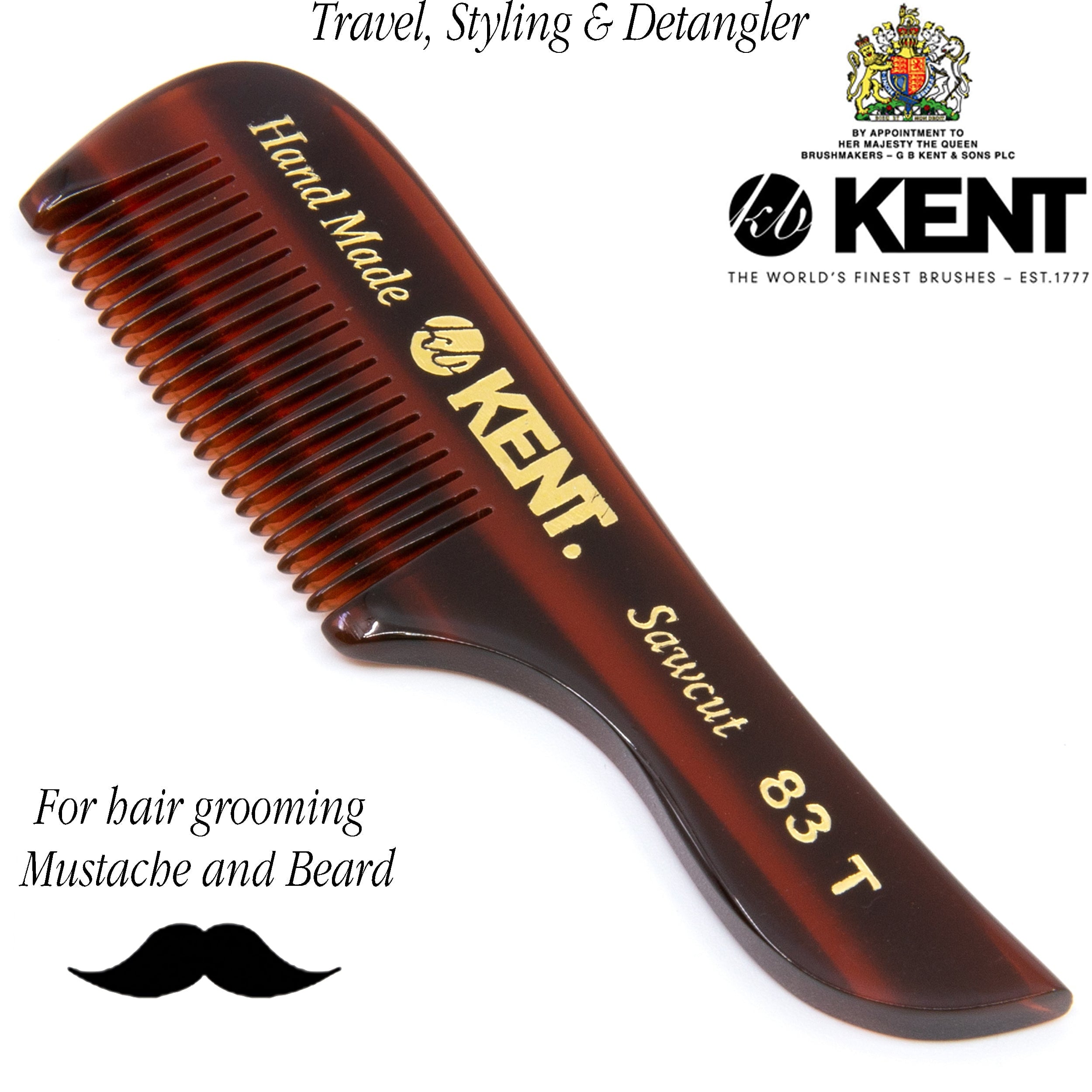 Small Gentleman's Beard and Mustache Pocket Comb, Fine Toothed Pocket Size for Facial Hair Grooming and Styling. Saw-... - Image 3