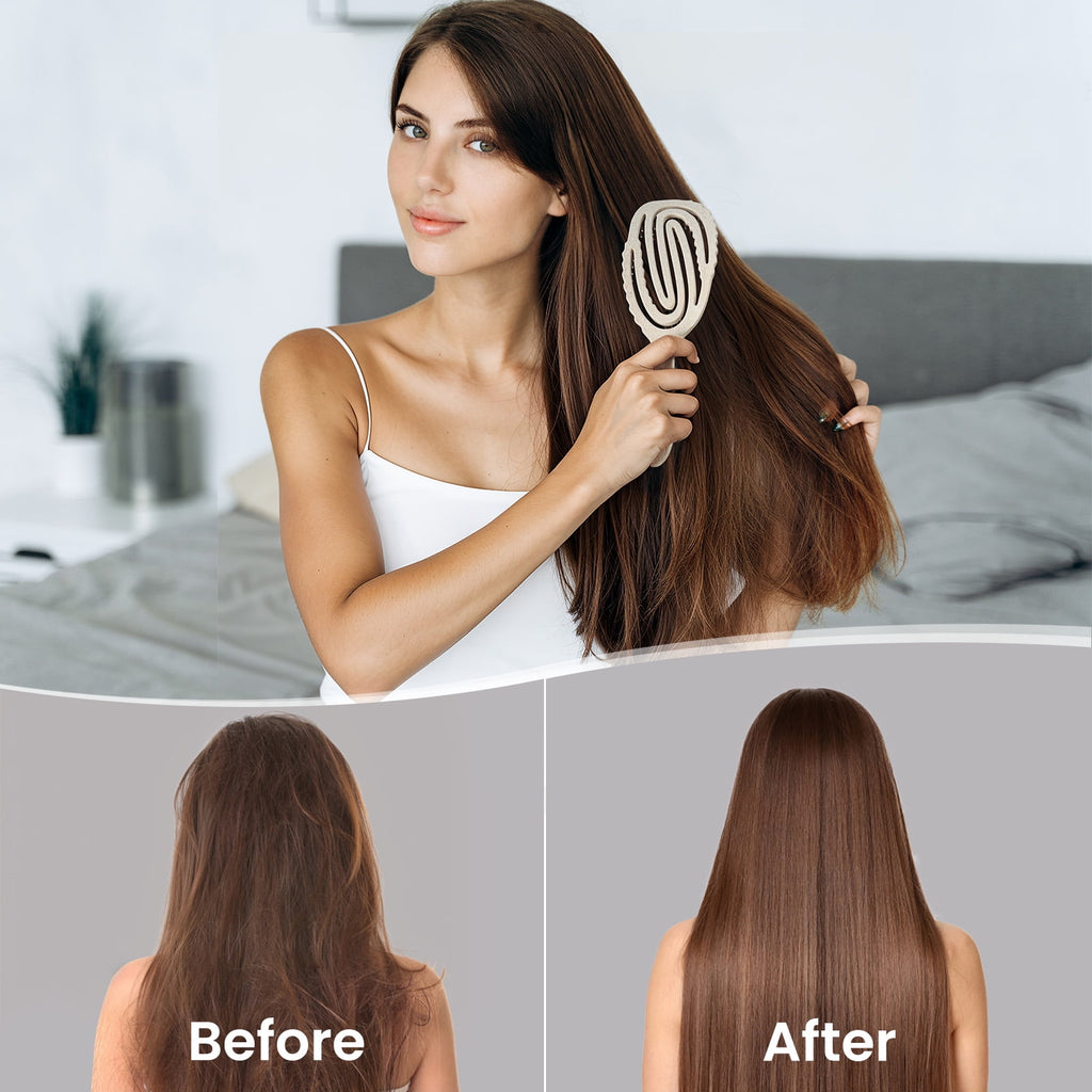 AIMIKE Hemp-Relax Detangler Hair Brush, Eco-Friendly Vented Detangling Hairbrush, Wet & Dry Use,  Beige - Image 3