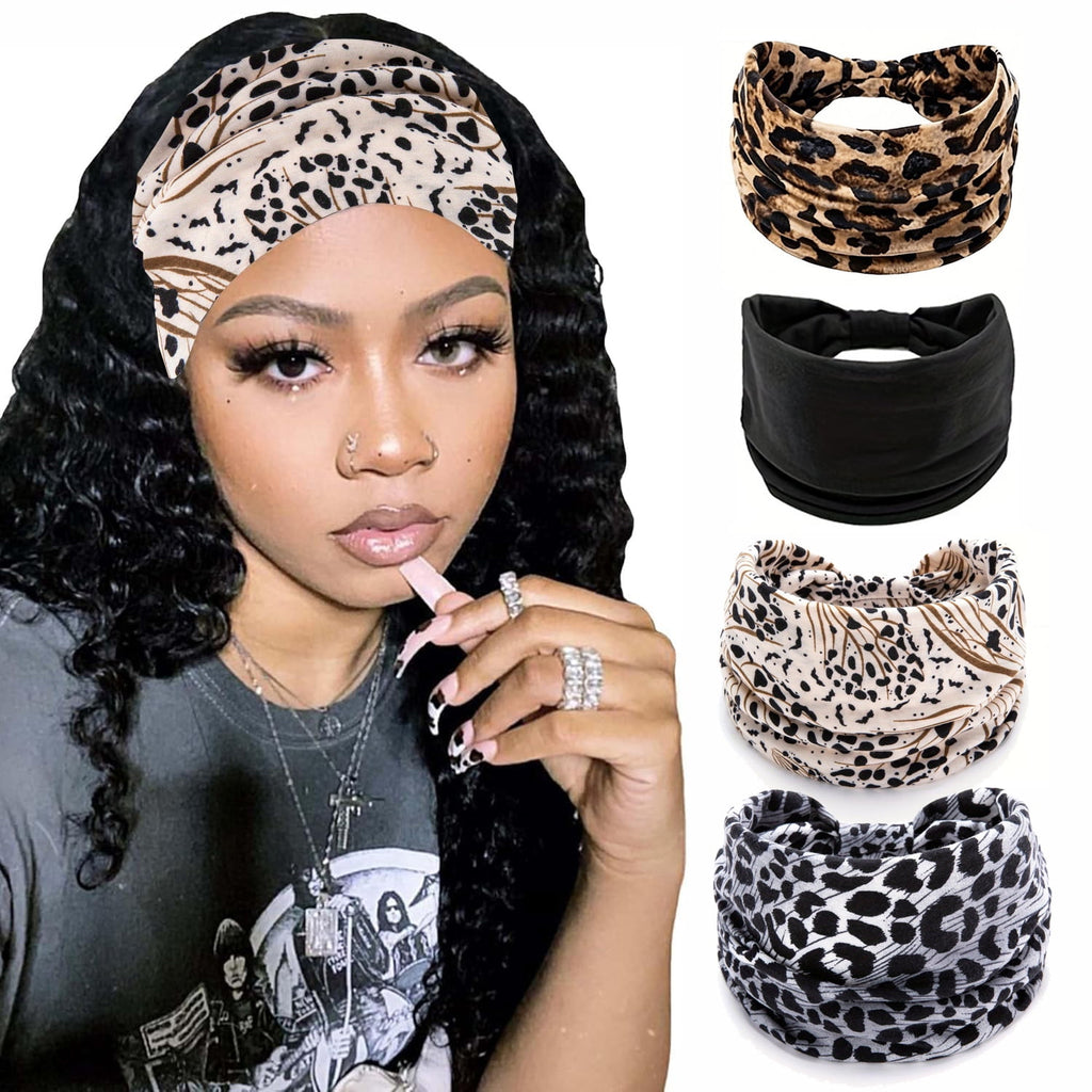 for Women Short Hair Non Slip Elastic Sweat Hairbands Leopard Print Soft Fabric Hair Bands Workout Yoga Running Sport... - Image 2