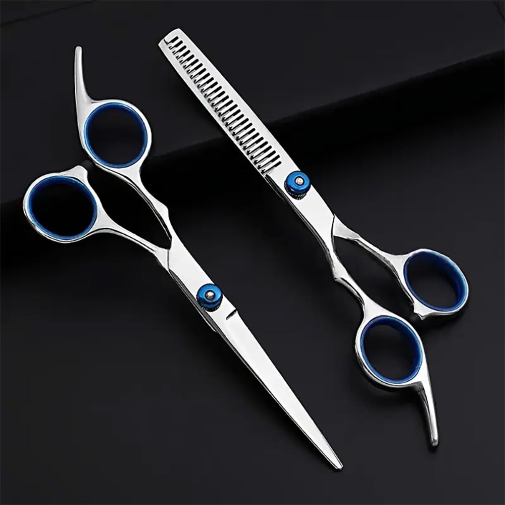 BYXAS 6 Inch 2 PCS Hair Cutting Shears Set with Large Finger Holes, Professional Barber Stylist Texturizing Shears, Salon Hair Cutting Sciss - Image 2