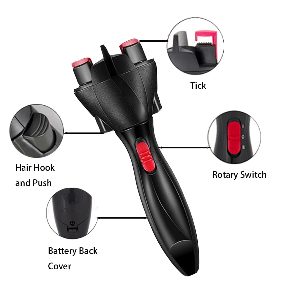 Electronic Braiding Machine Quick Twist Twister Braiding Tool for Women Girls style(Red) - Image 4