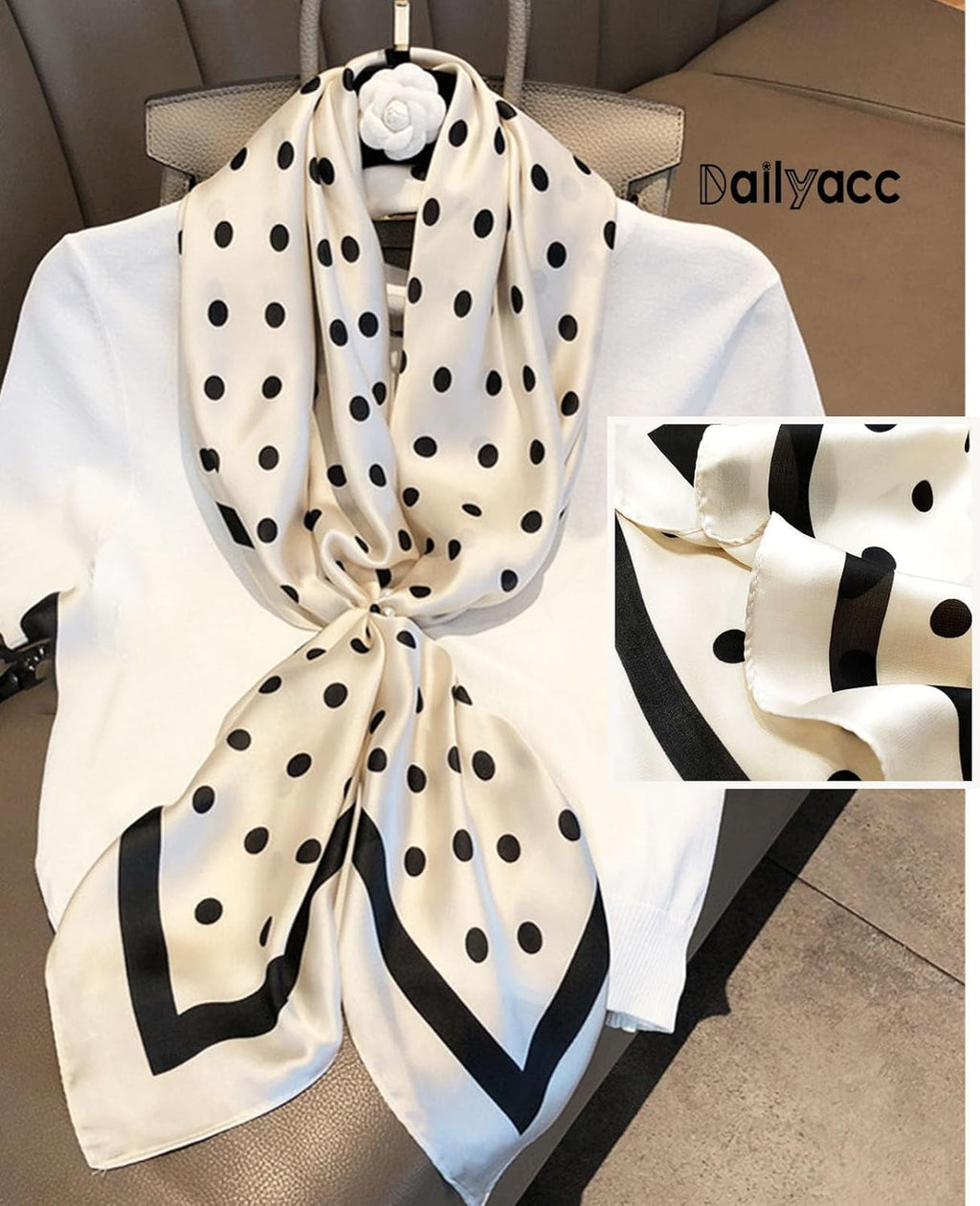 For Women Lightweight Fashion Neck Silk Satin Head Scarves For Sleeping Handbags - Image 4