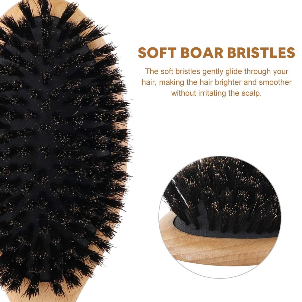 BLACK Soft Hair Brush Hair Comb for Thin and Fine Hair Detangle Smoothing Haircare Beauty Gift - Image 2
