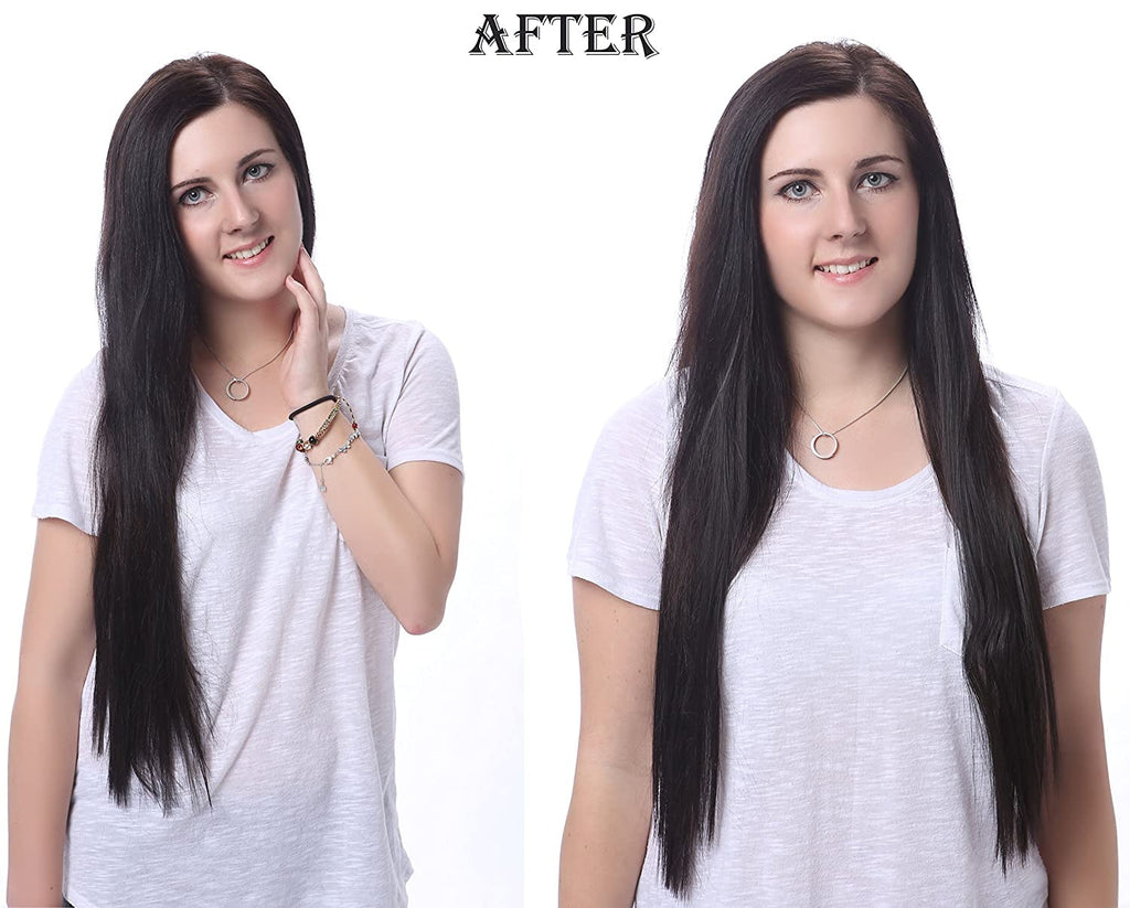 Onedor24" Straight Synthetic Clip in Hair Extensions. 7 individual pieces for multiple styles.140g (613#-Pre Bleach Blonde) - Image 6