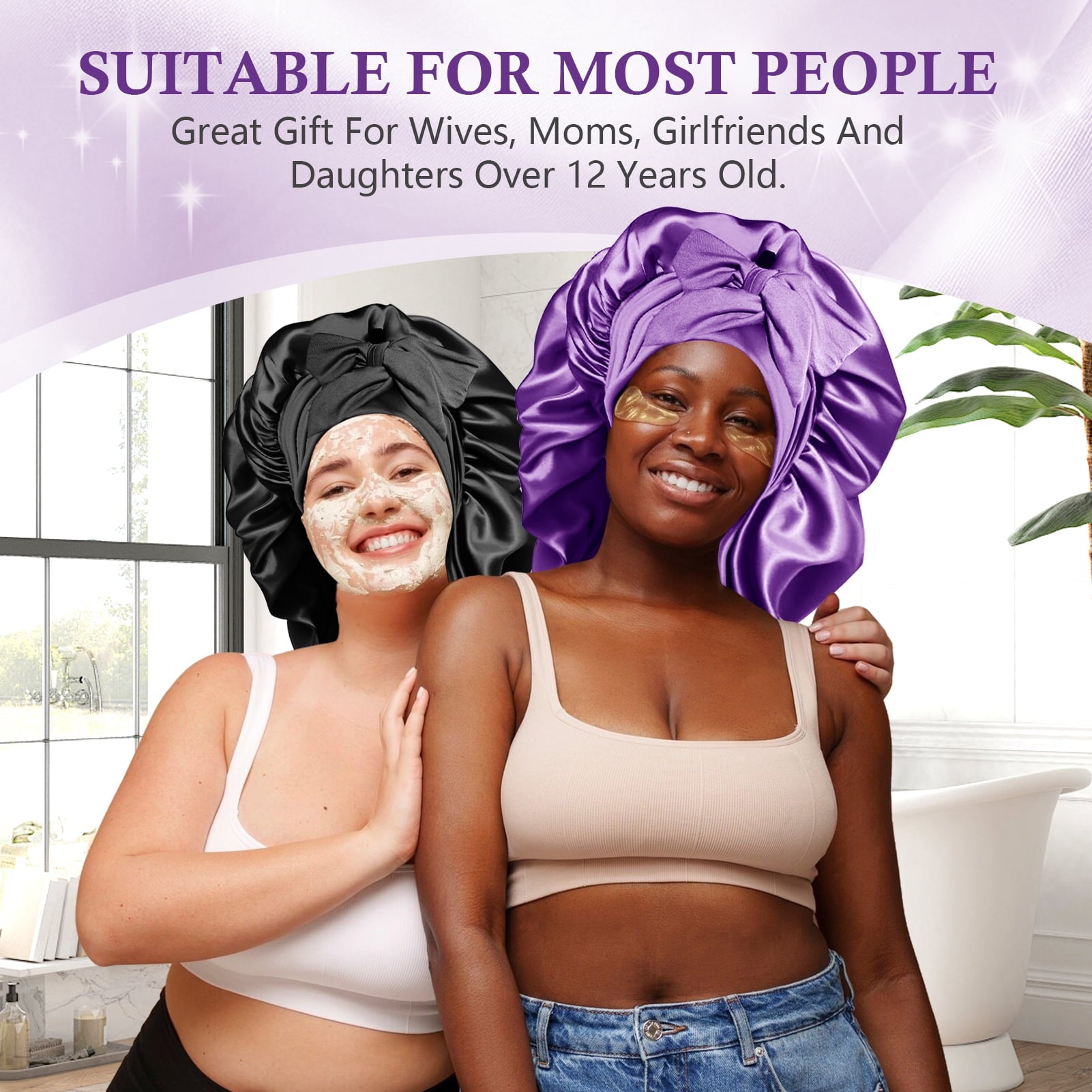 Bet for Women, Double Layer Elastic Hair Bet with 2 Scrunchies & Adjustable Tie Band, Bet for Sleeping Women Braids C... - Image 6