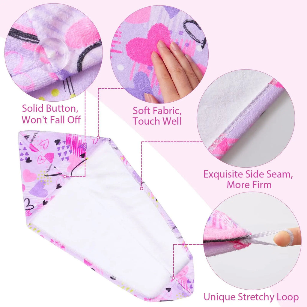 2pcs Towel Wrap For Wet For Women Kids Fast Drying Microfiber Towel With Button Portable Head Towel Wrap - Image 4
