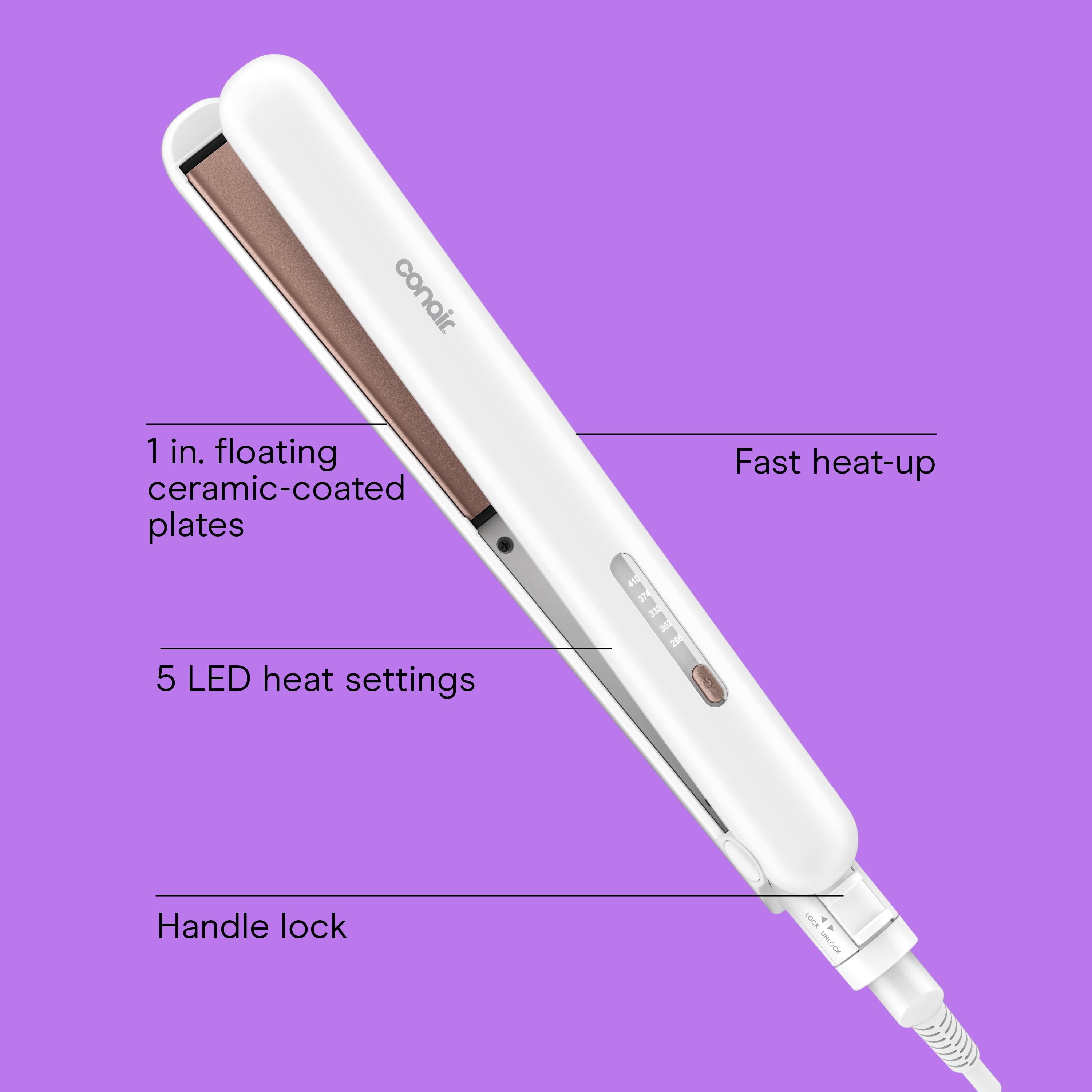 Ceramic 1 Inch Flat Iron with 5 LED Heat Settings - Image 2