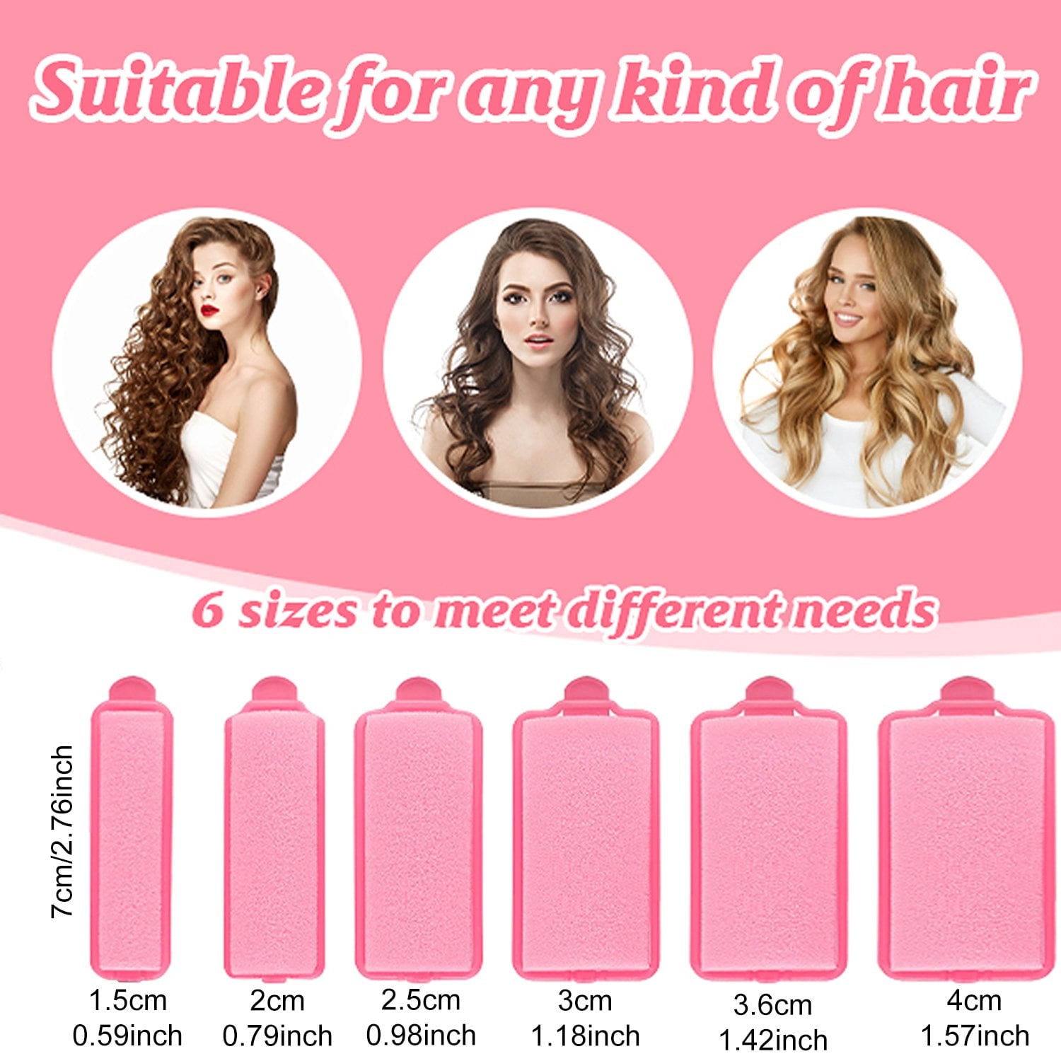 6pcs Rollers, Foam Roller Sleeping Curlers Flexible Styling Curlers Curlers for dressing Styling (4.0cm-Pink) - Image 2