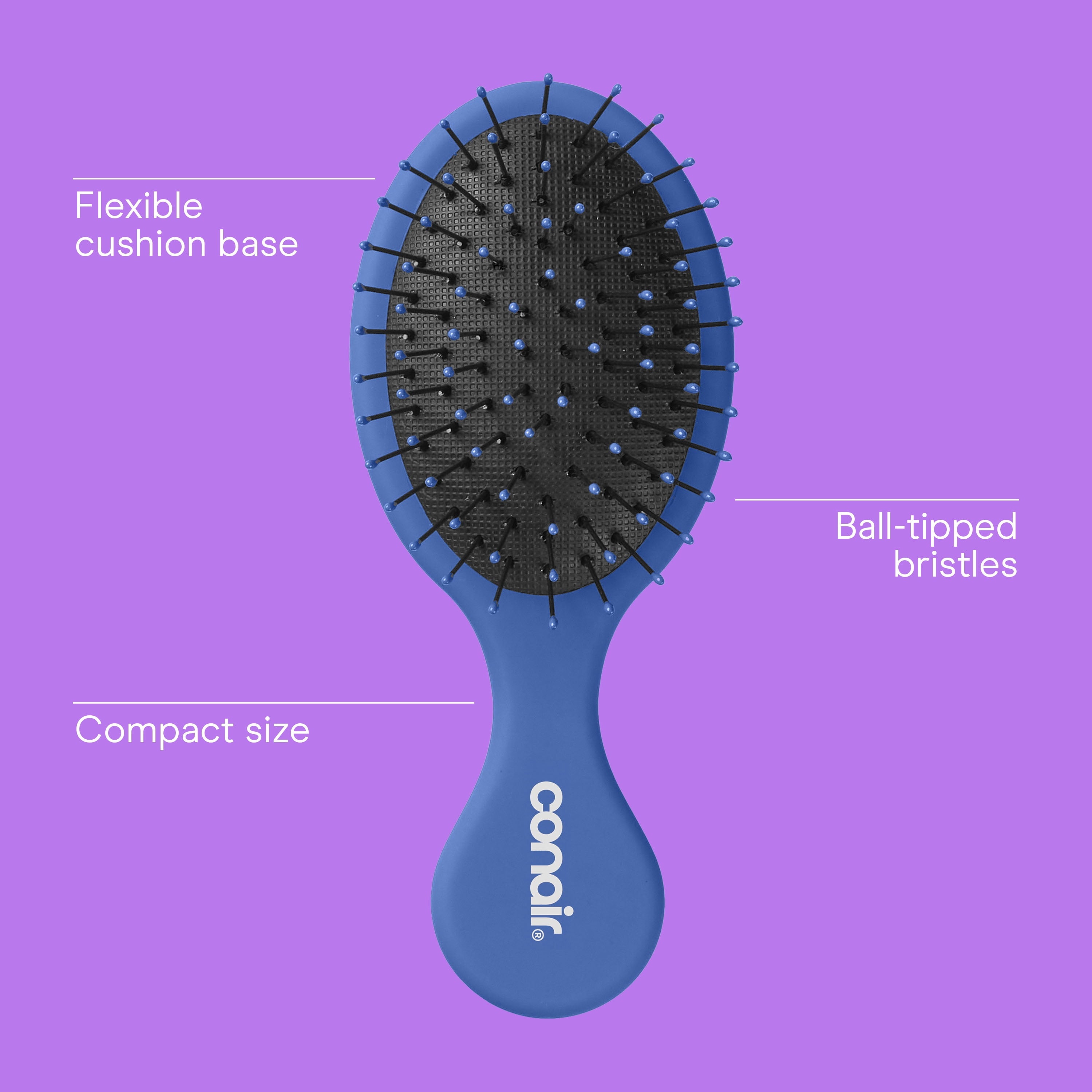 Mini Cushion Hairbrush for Wet or Dry Hair, Colors Vary - Image 2