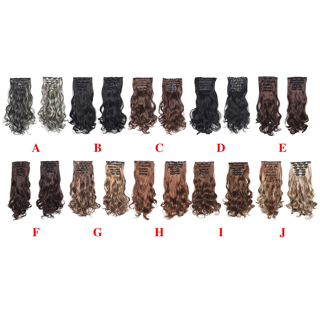 20inch Synthetic Curly Wavy Natural Blonde Thick Clip in Stylish Fasionable Fabulous Piece 6 Pieces for Women, Wigs f... - Image 4