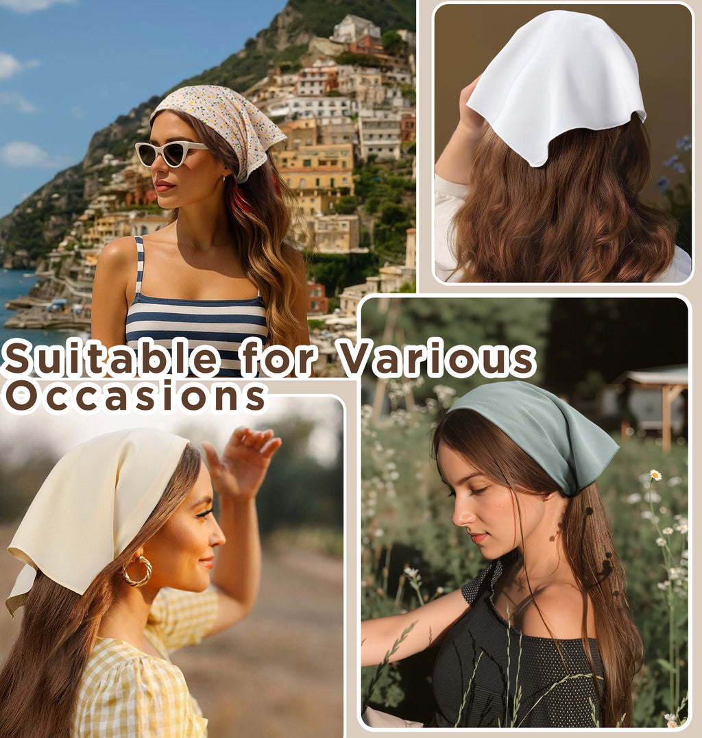4 Pack Hair Bandanas Tie-Back Triangle Boho Head Scarf for Women Girls - Image 6