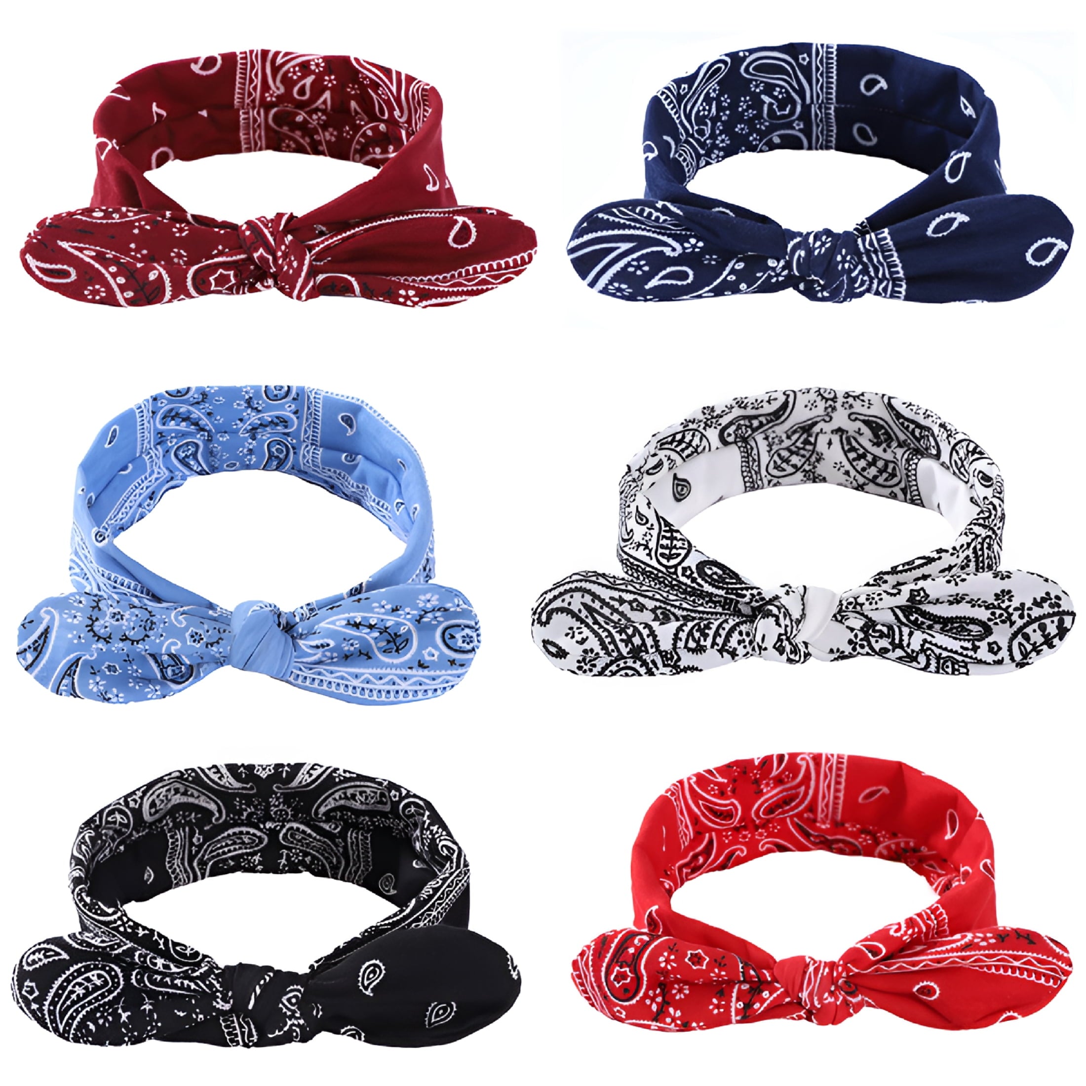 2026 New Women Bandana Headband with Bow Paisley Cute Summer Hair Accessories Wide Knotted Headband Bow Turban Headwr... - Image 3