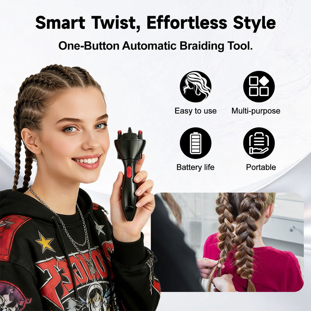 Automatic Hair Braider, Electric Quick Hair Twister, DIY Smart Hair Styling Tool, Battery Powered for Easy Hairstyling - Image 3